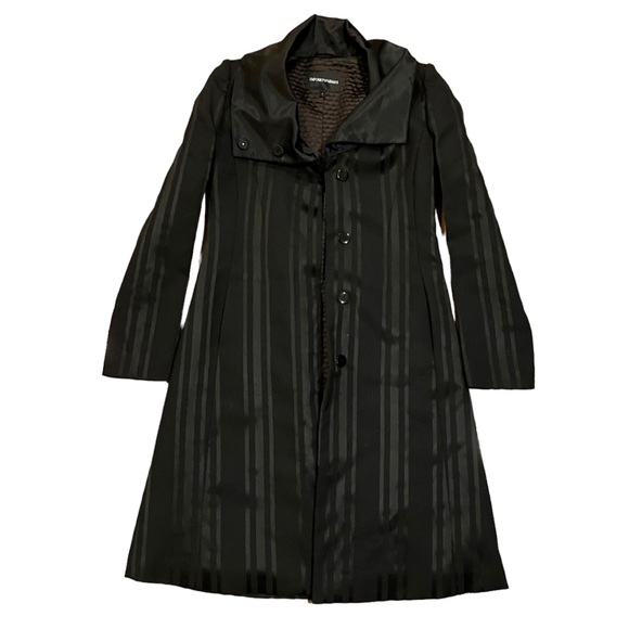 Emporio Armani Black Striped Coat - Picture 1 of 7